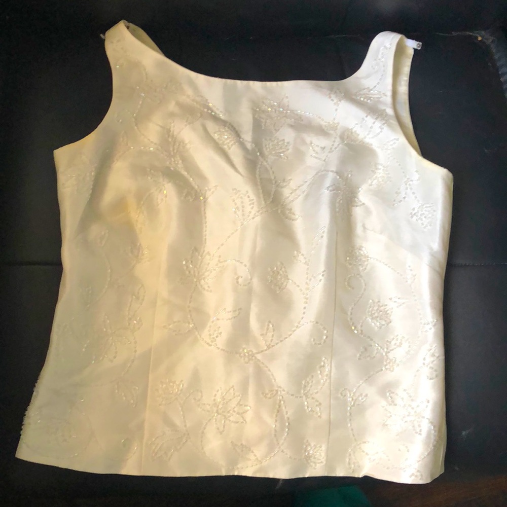 Ann Taylor corset button back top beaded GUC sZ2